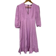 RED VALENTINO Long Sleeve V-neck Mid-length Flared Dress 40 Pink Women USED