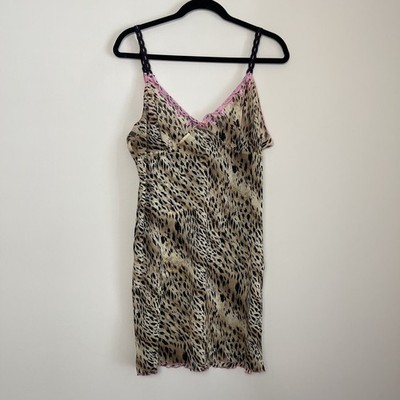 Y2K JLO Leopard Print Pink Trim Slip Sheer 2000s Lingerie Asethetic Dress  Sz L | eBay