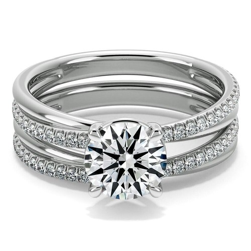 Wedding Diamond Ring Sets IGI GIA Certified Lab Grown 1.90 Ct Round 950 Platinum