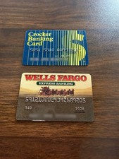 Vintage Crocker Bank & Wells Fargo Express Banking Cards Lot of 2 Collectible