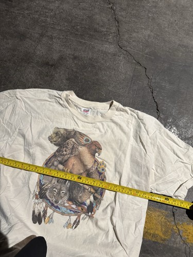 Vintage 90s Nature Animal Native American Graphic T Shirt Eagle Wolf Bear 2X - Picture 6 of 7