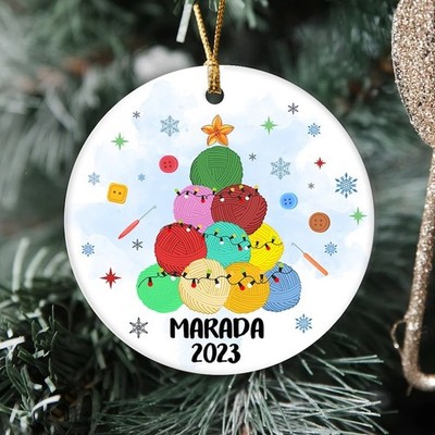 Personalized Knitting Yarn Ornament, Yarn Balls Christmas Ornament, Knitters ...