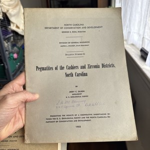 RARE 1952 NC Bulletin No. 64: Pegmatites Cashiers & Zirconia COMPLETE w/ Maps