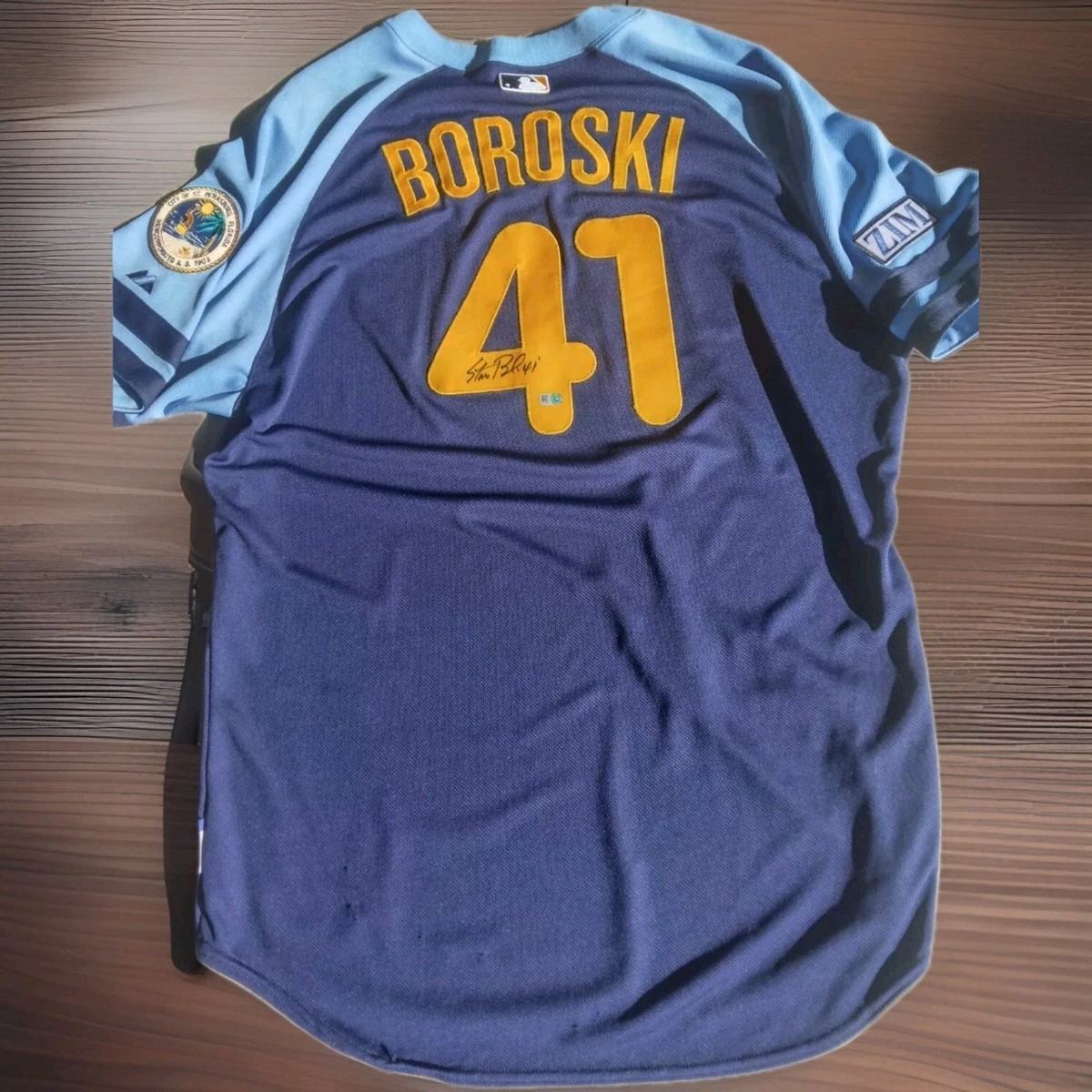 Game Worn Majestic Tampa Bay Rays Joe Boroski Fauxback Jersey Zim