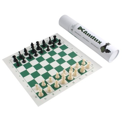 Schachspiel Set Schachfiguren und Rollbrett XQTZ01 grün, 42x42cm