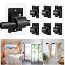No Drill Curtain Rod Brackets 6PCS Self Adhesive Black Holders