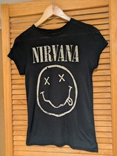 Nirvana Black Ladies Size 6 Smiley Face Printed Logo T-Shirt