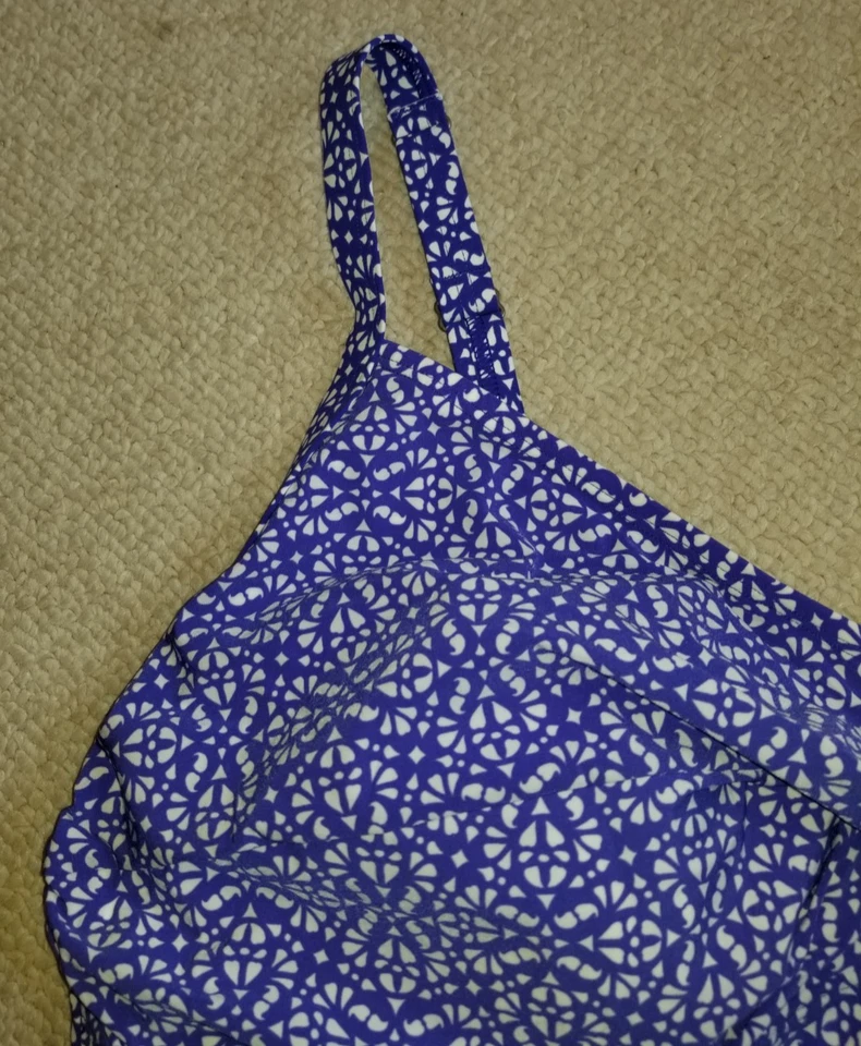 全新带标签女式游泳套装-L.L. BEAN-'Cobalt Geo' 'Slimming' 坦基尼上装衬垫-22W — 第 3/4 张图片