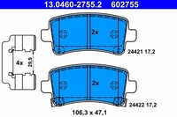 Ate 13.0460-2755.2 Bremsbelagsatz, Scheibenbremse FüR Chevrolet Opel Saab