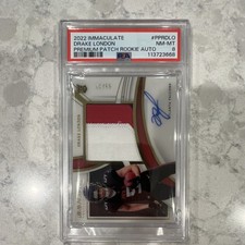 Panini 2022 Immaculate Drake London #PPR-DLO Rookie Patch Auto 19/99 PSA 8 RPA 