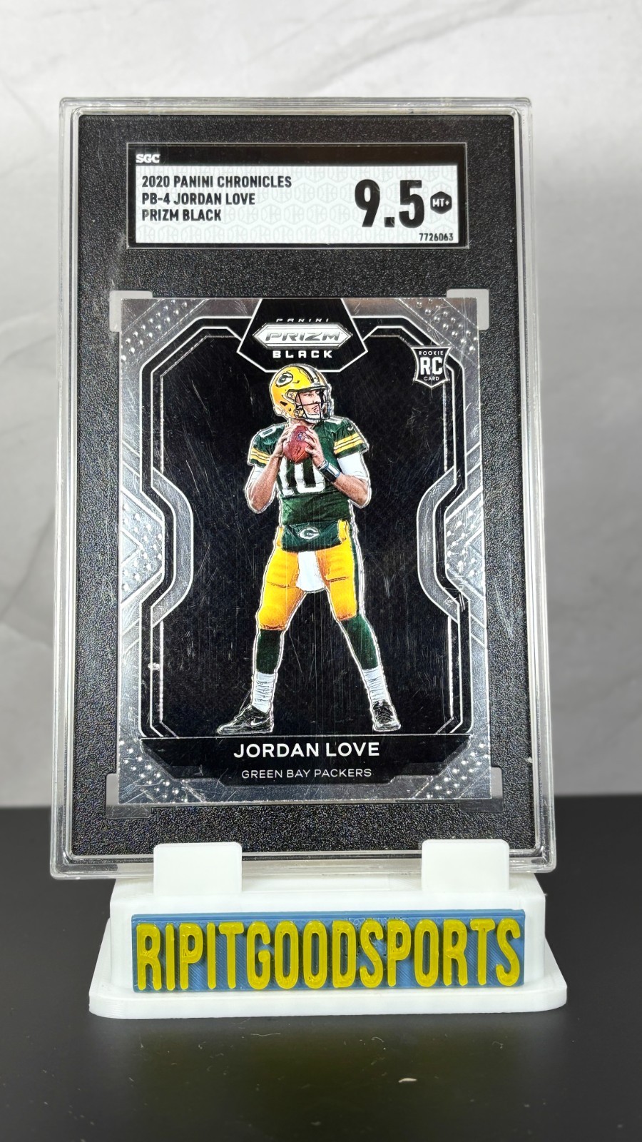 Jordan Love 2020 Panini Chronicles #PB-4 RC Prizm Black SGC 9.5 MT+ Packers