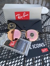 New Ray-Ban RB3447 Round Metal Rose Gold Sunglasses