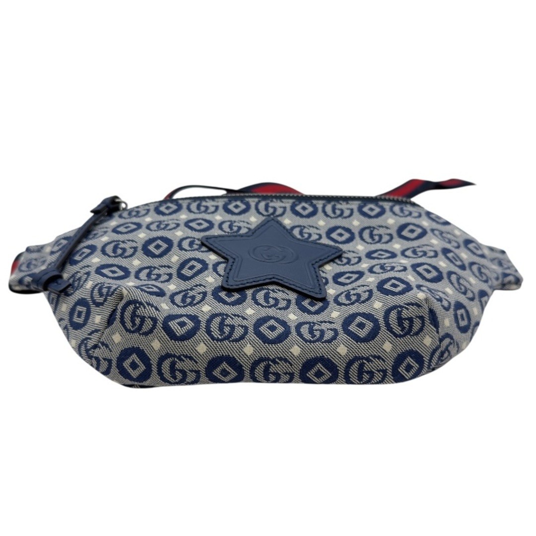 GUCCI Children Star Logo Waist Pouch Blue Canvas Used Women Bag thumbnail 5