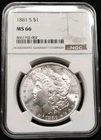 1881 S Morgan Silver Dollar NGC MS66