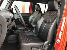 2013-2018 Fits JEEP WRANGLER UNLIMITED CUSTOM  SEAT COVERS BLACK & RED Stitching