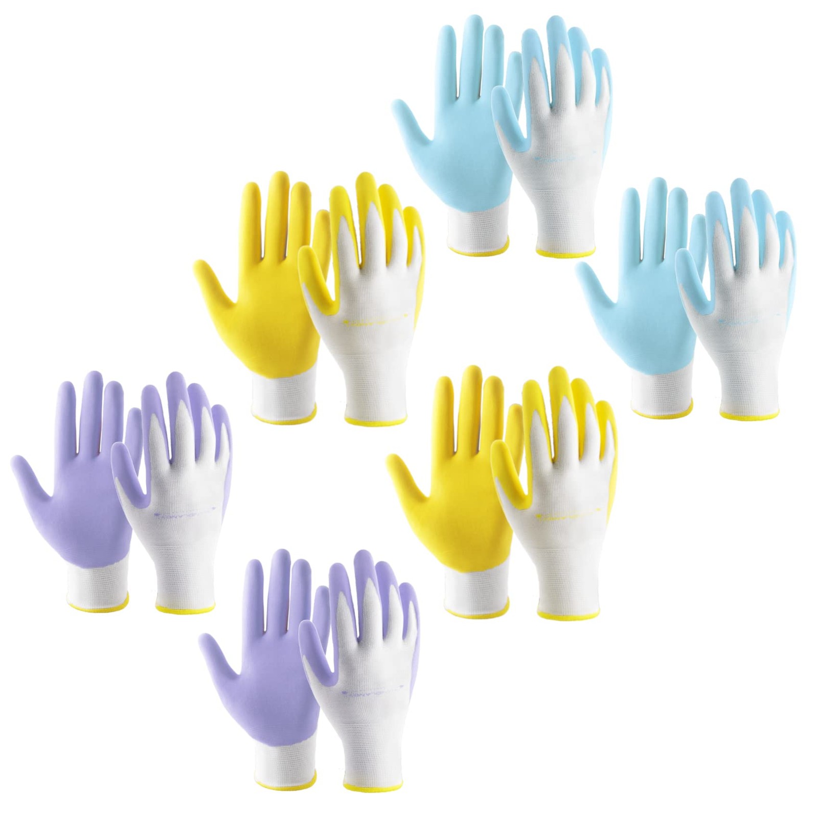 Women's Foam Nitrile Coated Gardening Work Gloves 6 Pack