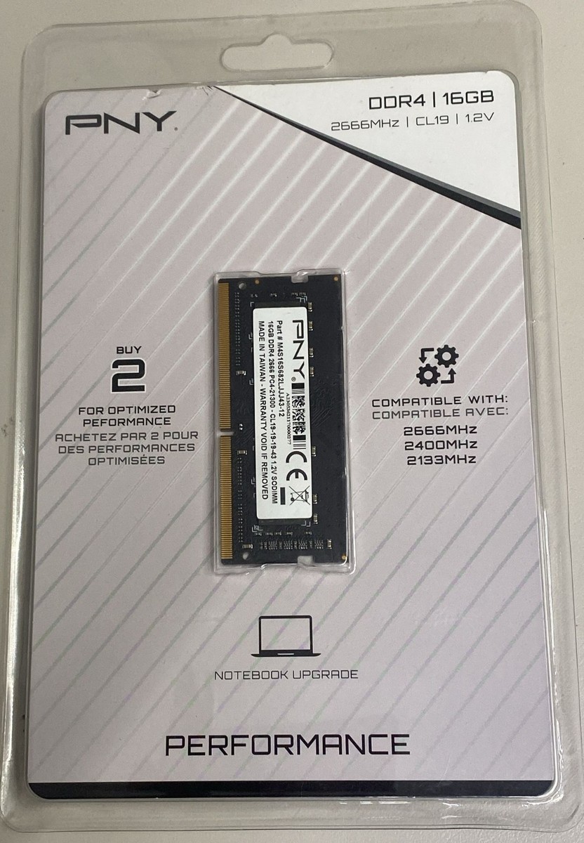 PNY 16GB DDR4 2666MHz Notebook Memory - SODIMM LAPTOP RAM