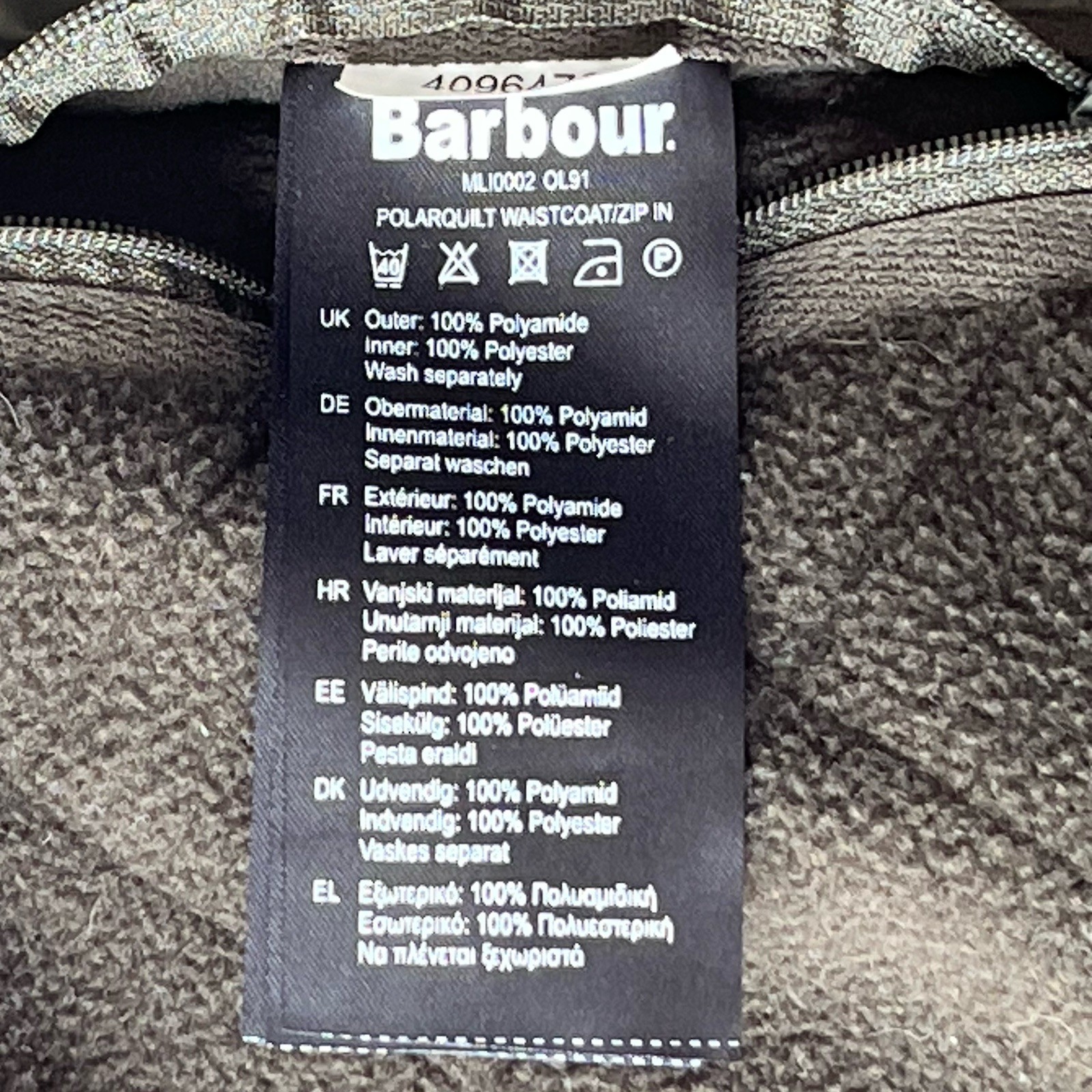 Barbour Vest Polarquilt Waistcoat Zip In Liner Mens M Green Luxury Casual Preppy image 9