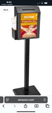 Suggestion Box with Lock & Stand, Floor Stand Offering Box, Metal Donation Box