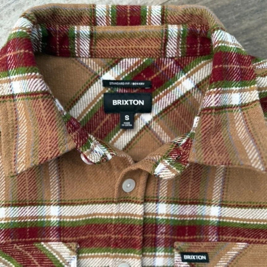 Franela abotonada a cuadros Bowery para hombre BRIXTON, marrón claro, S Foto 3 de 4