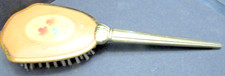 Vtg Gold Tone Metal Celluloid Hair Brush 10" Ornate Victorian Vanity