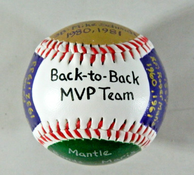 Back to Back MVP Team Hand Painted Statistical Baseball #3
