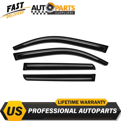 Tape-On Rain Guards For 2024-2025 Toyota Tacoma Double Cab Shatterproof Black