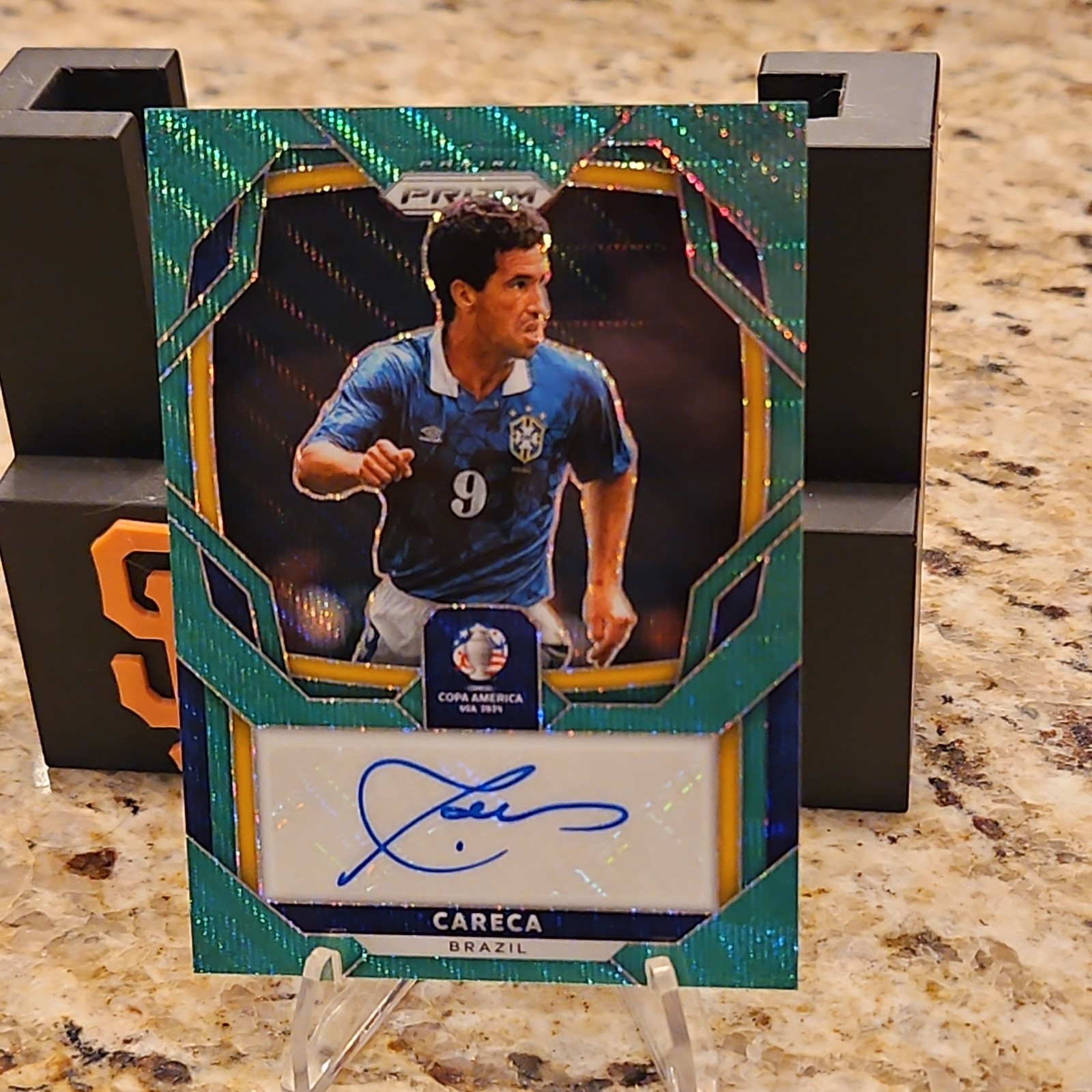 2024 CARECA PANINI PRIZM CONMEBOL COPA AMERICA 2024 AUTO GREEN WAVE PRIZM BRAZIL