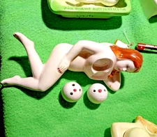 Rare Naughty Nodder Girl Ashtray - Vintage Lady JAPAN