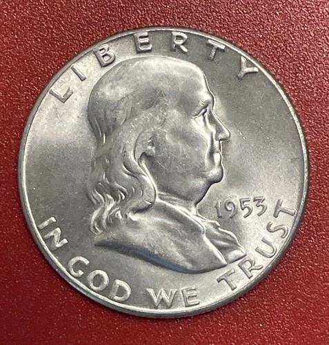 1953 S Franklin Silver Half Dollar, Choice to Gem Uncirculated.