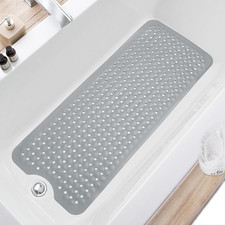 Non Slip Bathtub Mat 40x16 Inch Extra Large Shower Mat with Suction Cups Gray
