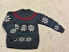 Vtg 80s-90s GANT SWEATER sz S/M Wool Shetland FAIR ISLE Gray SNOWFLAKES UNISEX