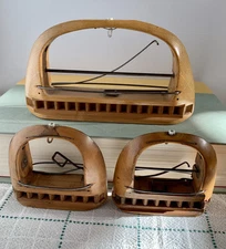 3 Antique Wooden Sewing Weaving Shuttles