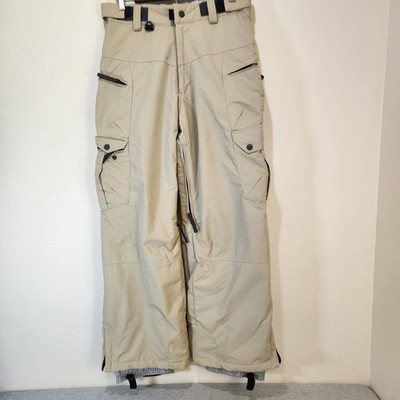 E408 Boys XL Snowboard Pants Tan Insulated Ski Winter Waterproof Cargo