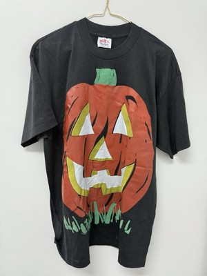 Vintage Selec-T Teejays T-Shirt Pumpkin Graphic Halloween 80s Single Stitch XL