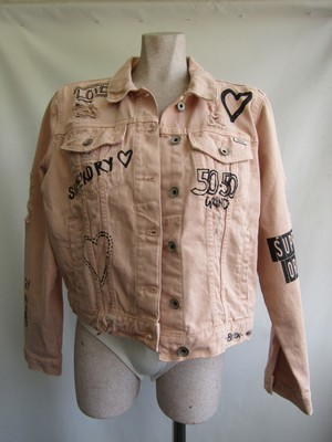 Super Dry London Jeans Jacke, Baumwolle, Denim, Altrosa, Top, Gr. 16