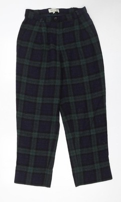 Черешня Damen grün karierte Wollhose Gr. S Tweed gerades Bein