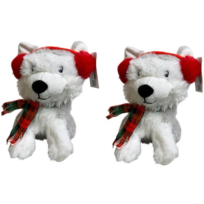 #ad American Greetings Christmas Dog Plush Husky Earmuffs Animal Toy 9.5quot; Lot of 2 $29.95