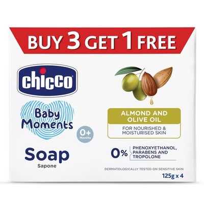 Chicco Baby Moment Soap For Moisturise And Soft Skin 125g Each Pack Of 4