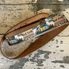 Vintage Paul Smith UK MINI COOPER Graphic Leather Belt Silver Buckle RARE