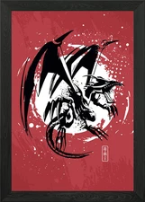 Red-Eyes Black Dragon Framed Wall Art Poster Canvas Print Picture