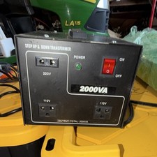 2000VA Step Up/Down Transformer 110V/220V AC-AC, 3 Outlets, Black