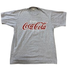 VTG Screen Stars Men's Grey Crewneck Enjoy Coca-Cola T-Shirt Made in USA Sz L