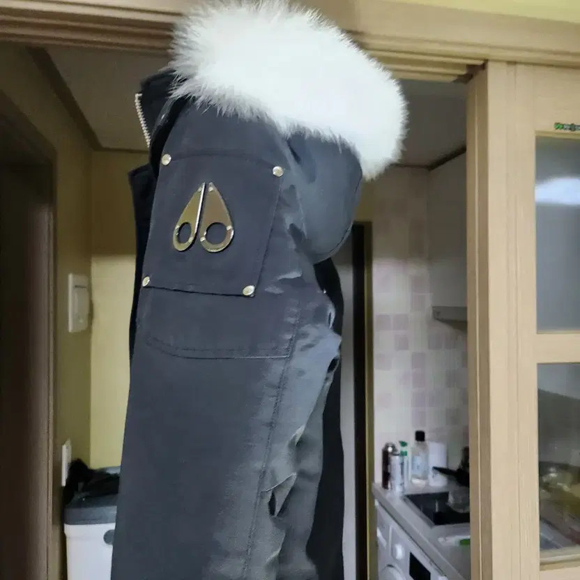 Moncler Men’s Padded Coat in Black & White Fur thumbnail 5