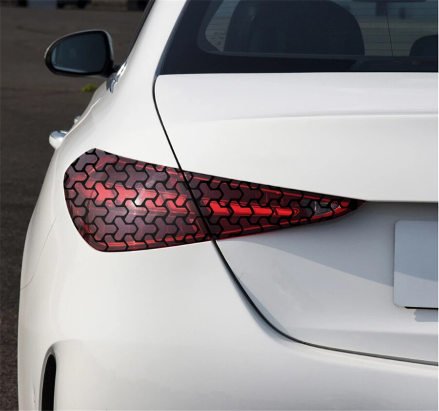 2x Taillight Film Decals Carbon Fiber Look Car DIY Honeycomb Stickers Decoration