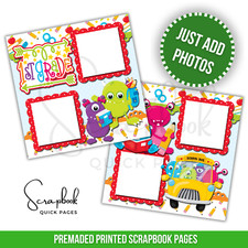 School 1st Grade Scrapbook Boy Girl 2 PRINTED Premade Scrapbook Quick Pages 105