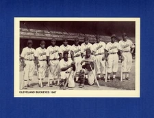 #95~A - CLEVELAND BUCKEYES 1947 TEAM ~ Negro League Retort sepia postcard