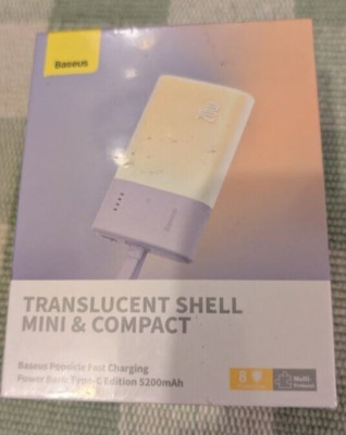 Baseus Power Bank Portable Charger USB-C Translucent Shell 20w 5200mAh Purple