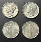 Mercury Dime Lot- 4 Coins UNC’s Full Bands Nice 90% US Silver Coins