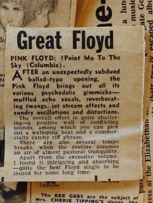 Sk34 Ephemera 1968 Article Pink Floyd Point Me To The Sky 